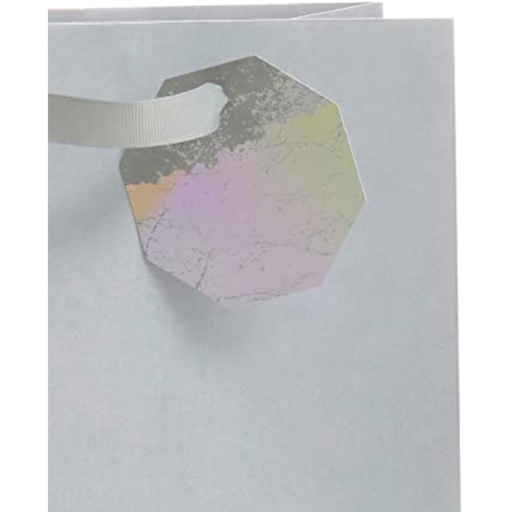 Large UK Greetings gift bag for him, her, or friend with a silver design, ideal for gift packaging and special occasions.