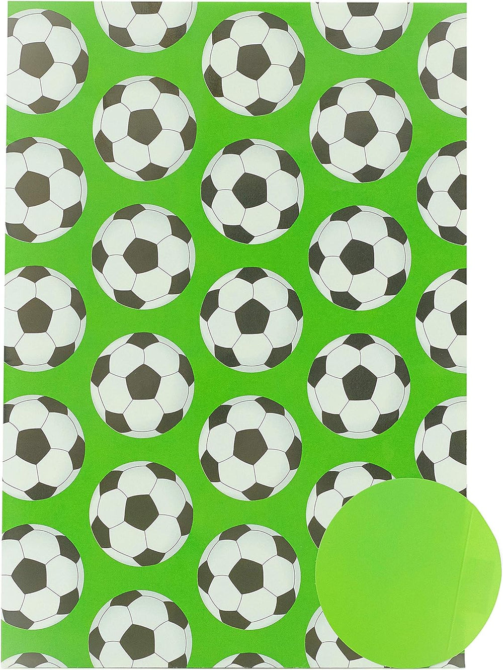 Football-themed gift wrap by UK Greetings with two sheets and two matching tags, featuring a vibrant football design.
