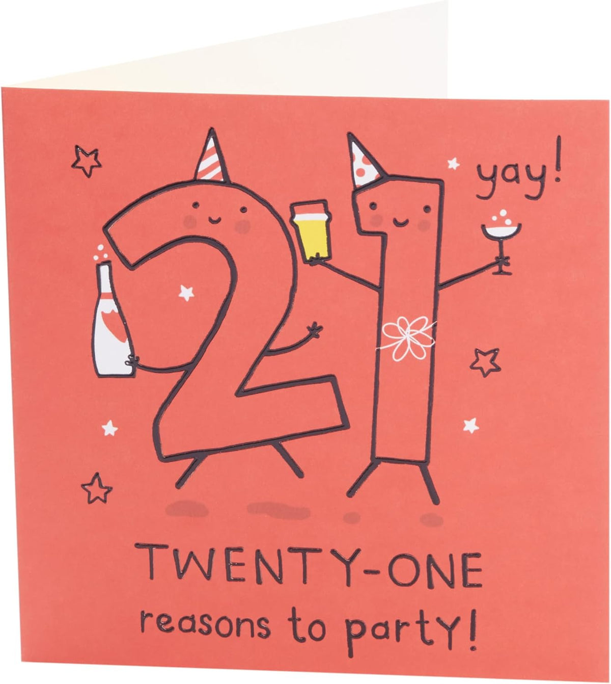 UK Greetings 21st birthday greeting card for him, her, or friends featuring a red design, perfect for celebrating a special 21st birthday.