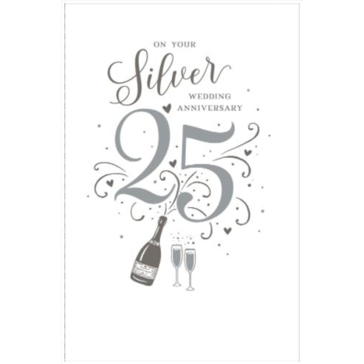 UK Greetings 25th Silver Wedding Anniversary greeting card with elegant silver design and festive message.