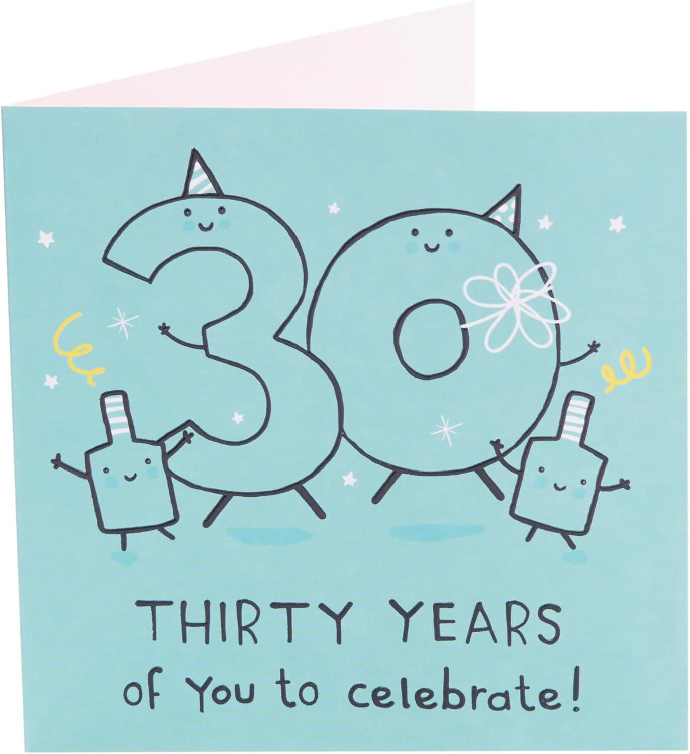 UK Greetings 30th birthday greeting card with a blue design, suitable for him, her, or a friend, featuring festive and celebratory artwork.