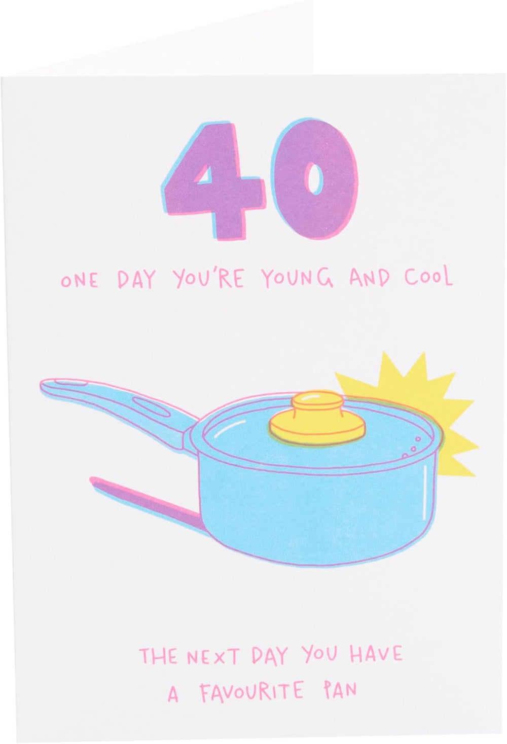 UK Greetings 40th birthday greeting card for her featuring a fun pan design, perfect for celebrating a special milestone.