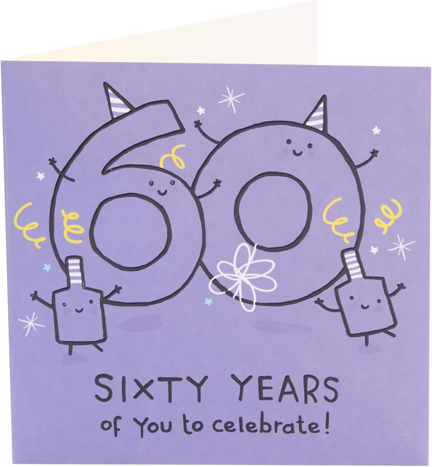 UK Greetings 60th birthday greeting card for him, her, or friend featuring a purple design and celebratory message.