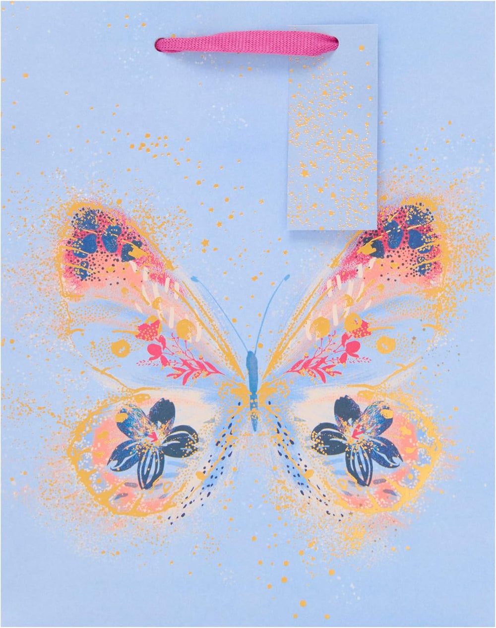 UK Greetings Butterfly Kisses medium greeting card featuring colorful butterfly illustrations and heartfelt message inside.