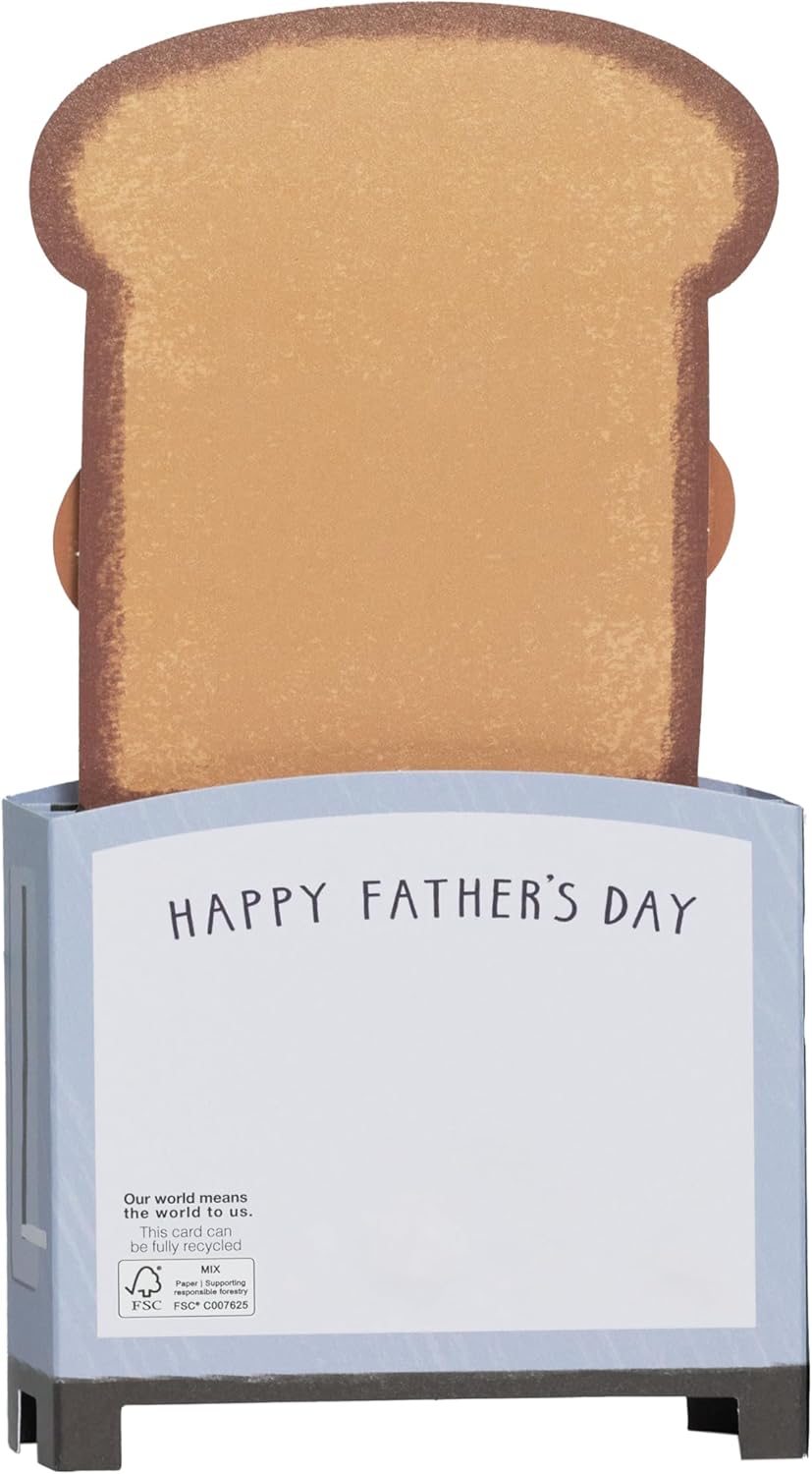 UK Greetings Father's Day greeting card for Dad featuring a 3D toast design, with colorful and playful imagery.