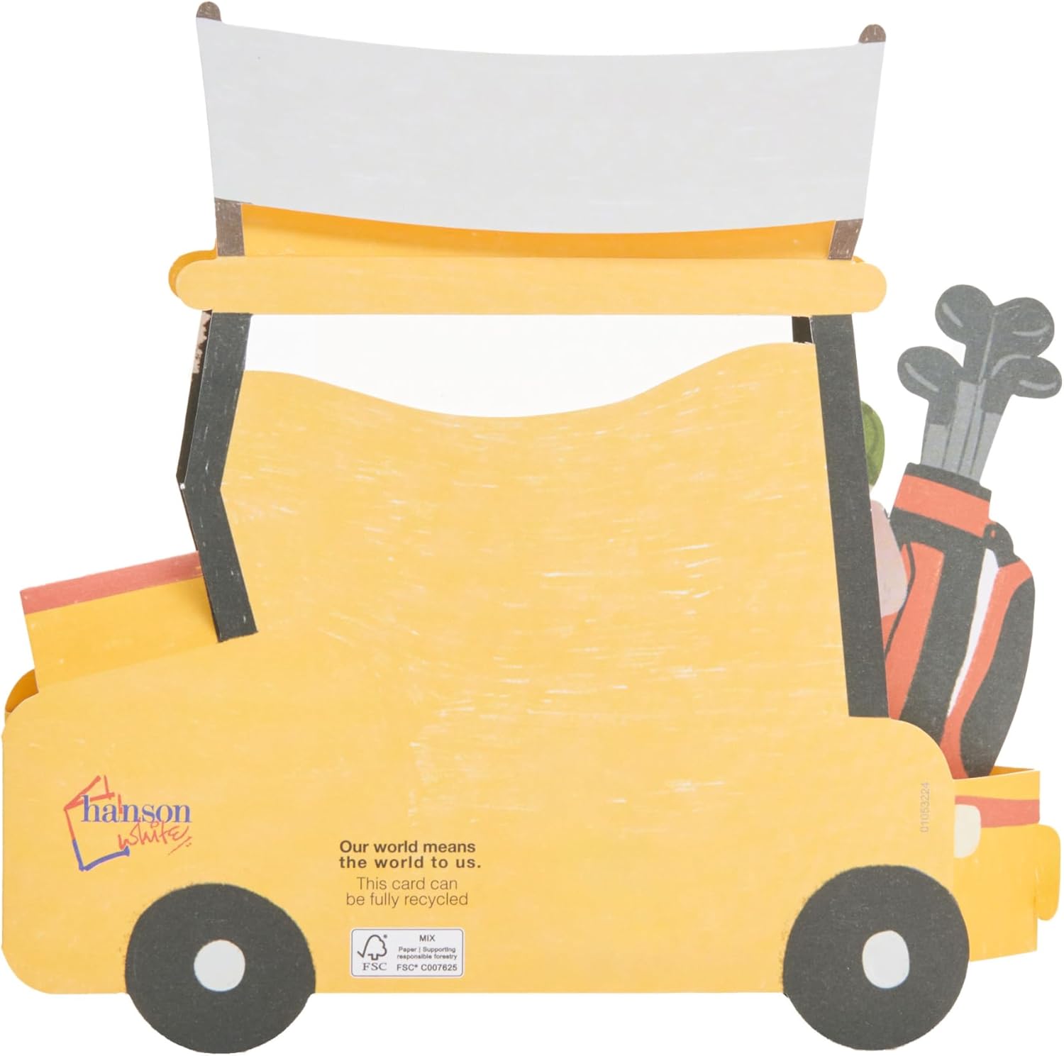 UK Greetings Father's Day Card for Dad featuring a pop-up golf cart design, perfect for celebrating special occasions.