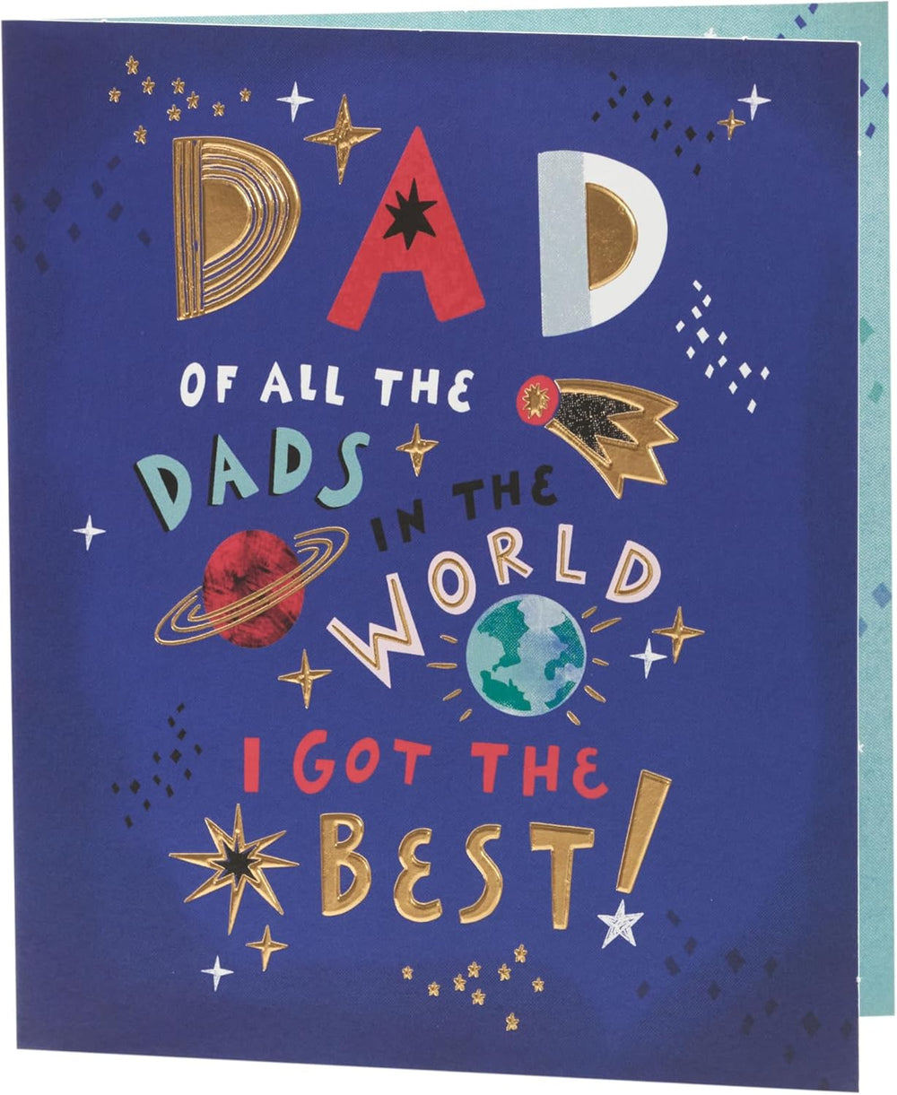 UK Greetings Father's Day card for Dad featuring a sweet space-themed design, perfect for celebrating fathers.