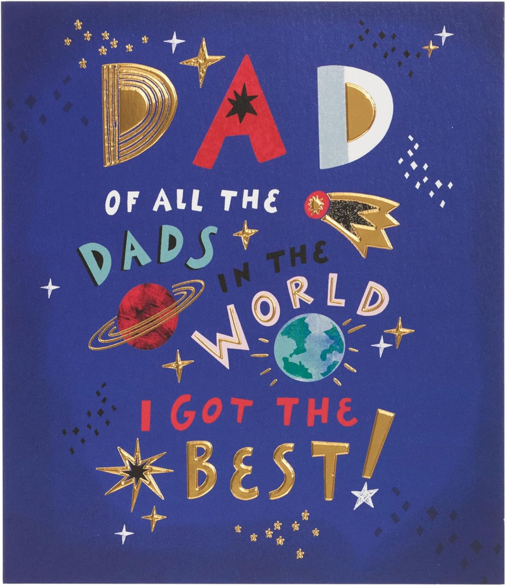 UK Greetings Father's Day Card for Dad featuring a sweet space-themed design, perfect for celebrating dads on special occasions.