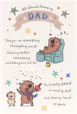 UK Greetings Father’s Day greeting card for Dad with witty design, featuring humorous illustrations and heartfelt message.