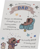 UK Greetings Father's Day greeting card for Dad featuring a witty design, illustrated with humorous and colorful artwork.