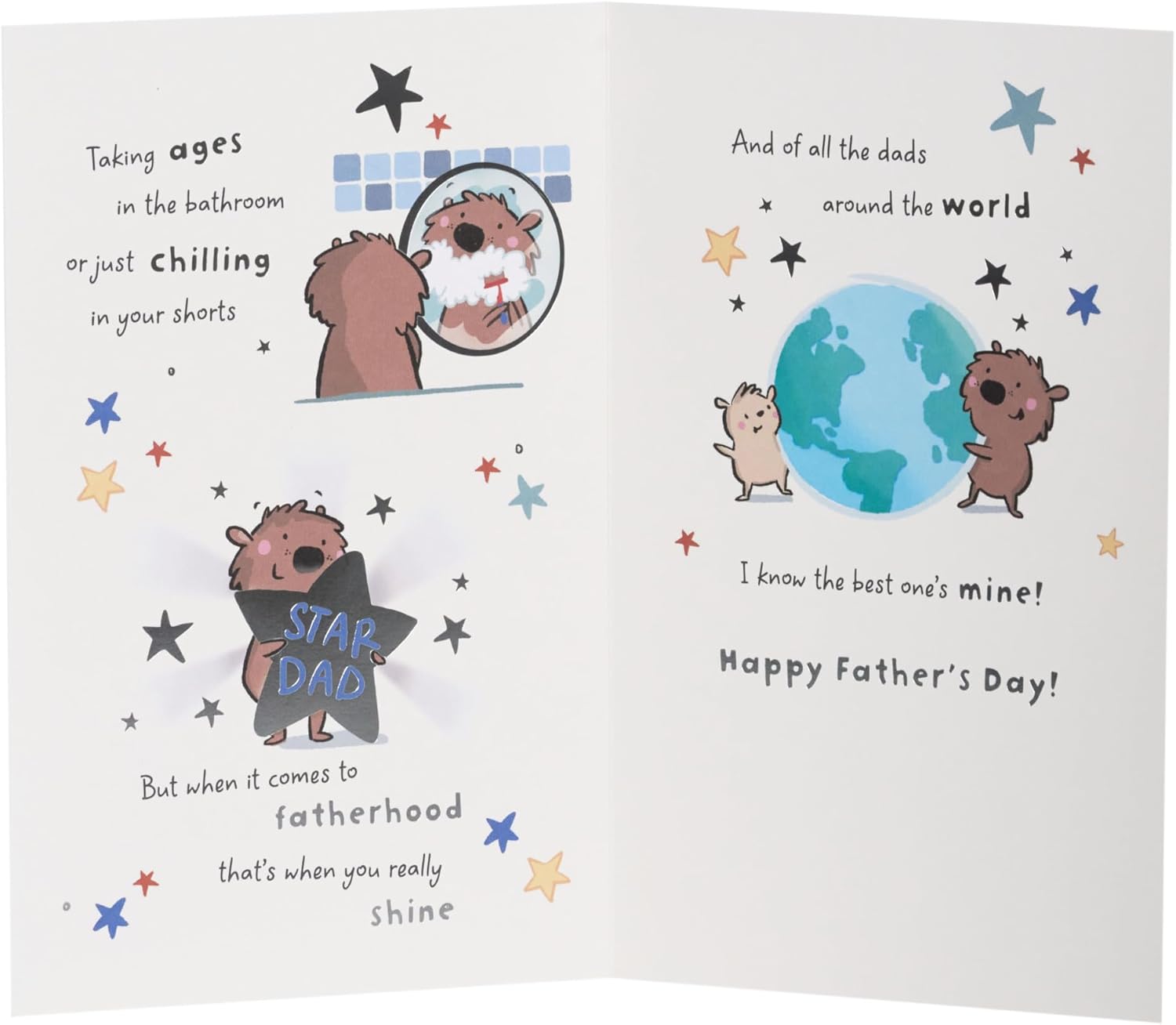 UK Greetings Father's Day greeting card for Dad with witty design, featuring colorful illustrations and playful message.
