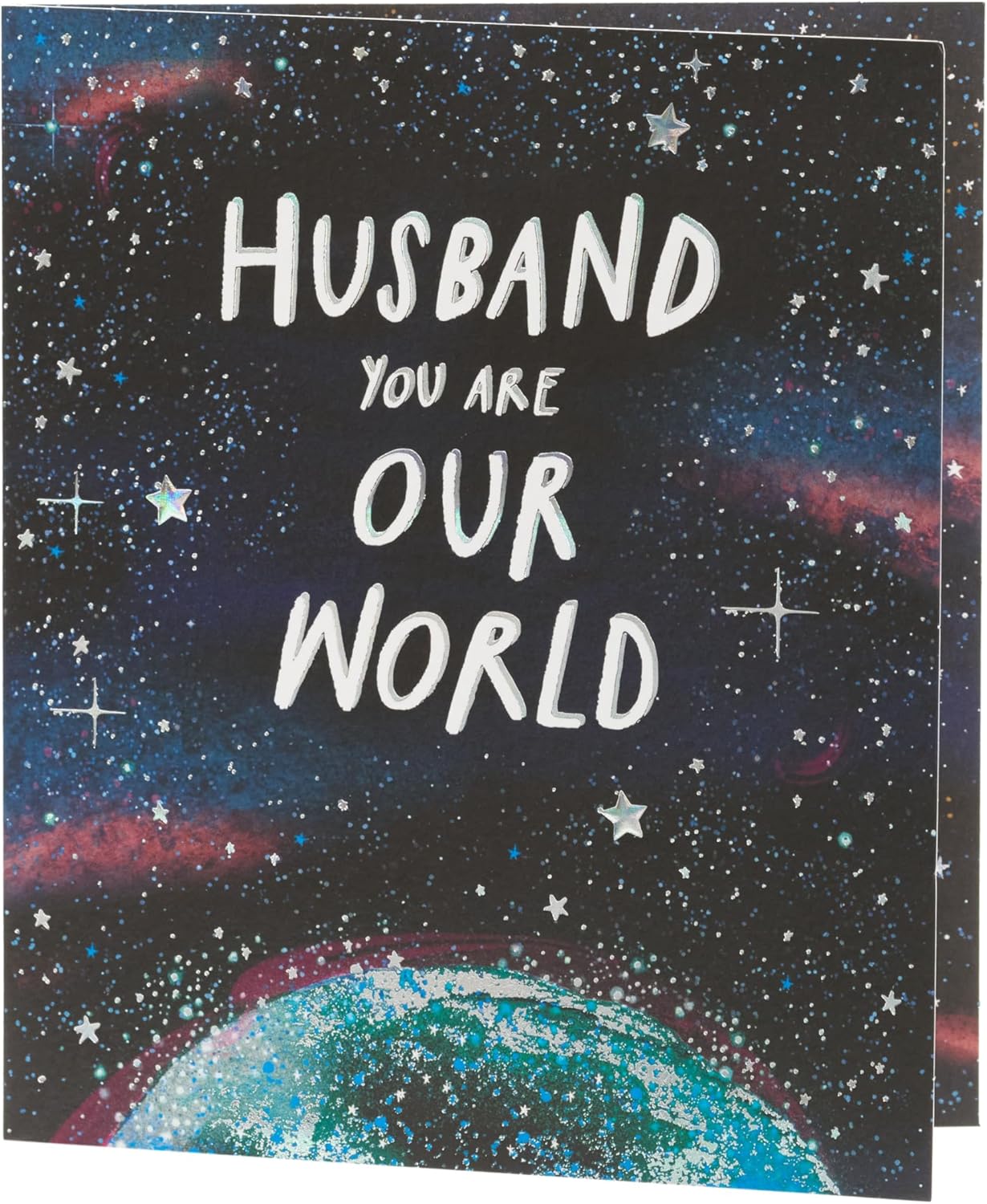 UK Greetings Father's Day Card for Husband featuring Our World design, with heartfelt message and vibrant illustration.