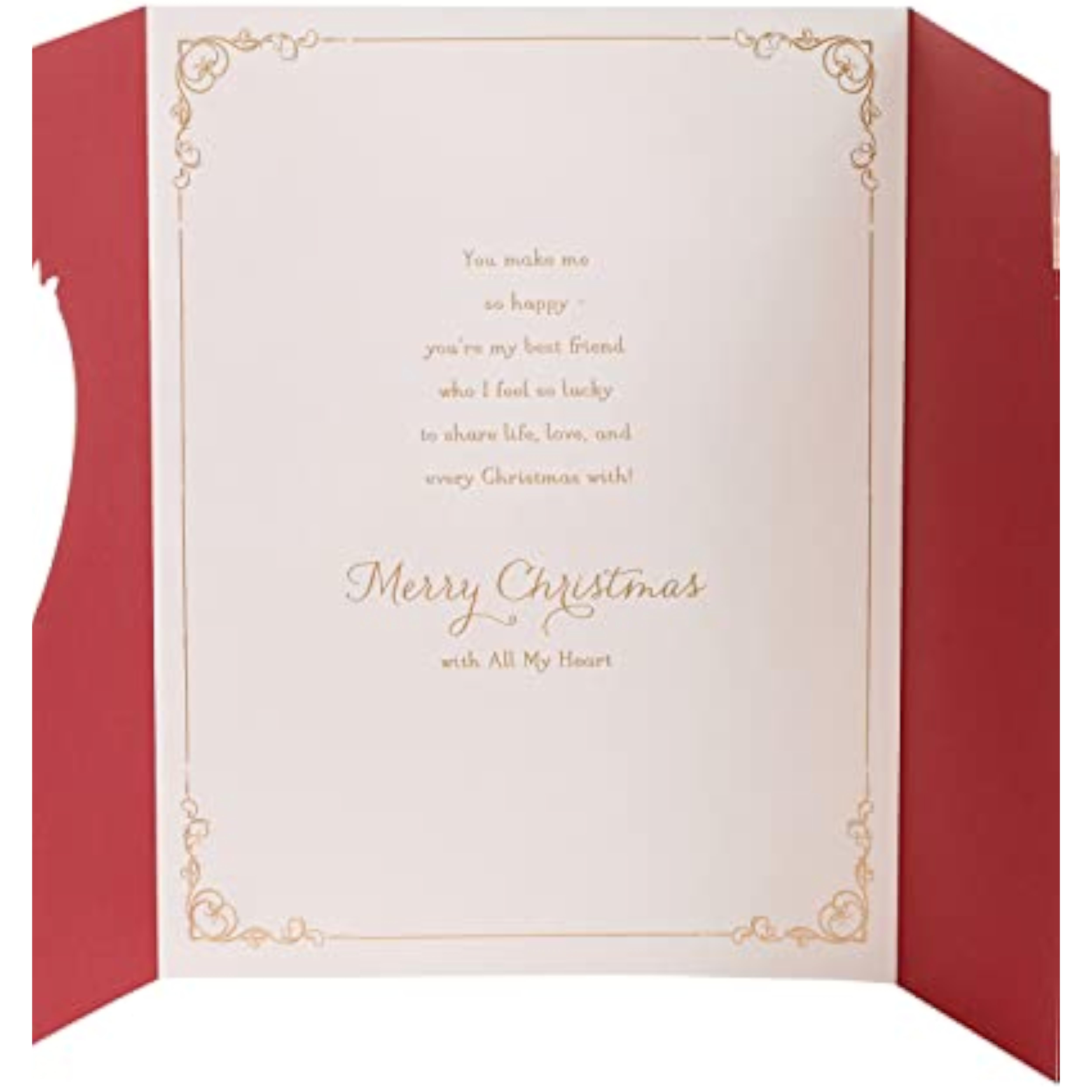UK Greetings Christmas greeting card featuring hearts and floral design for a beautiful wife, suitable for holiday wishes.