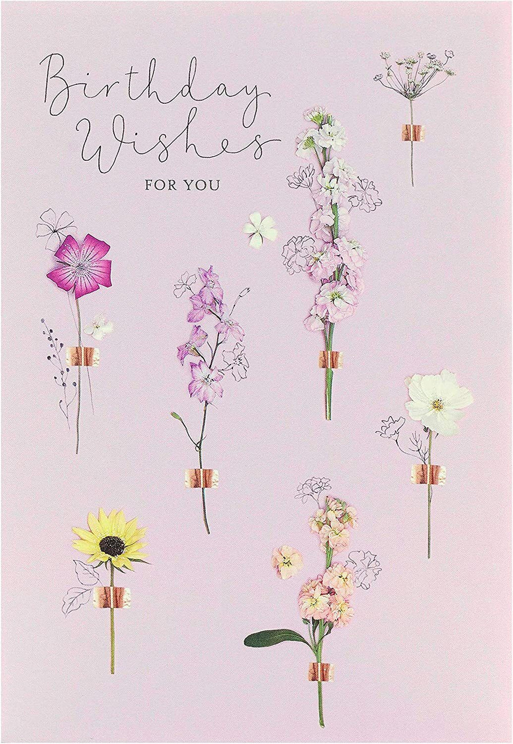Cute floral birthday card for her and friends by UK Greetings with a meadow design and heartfelt birthday wishes.