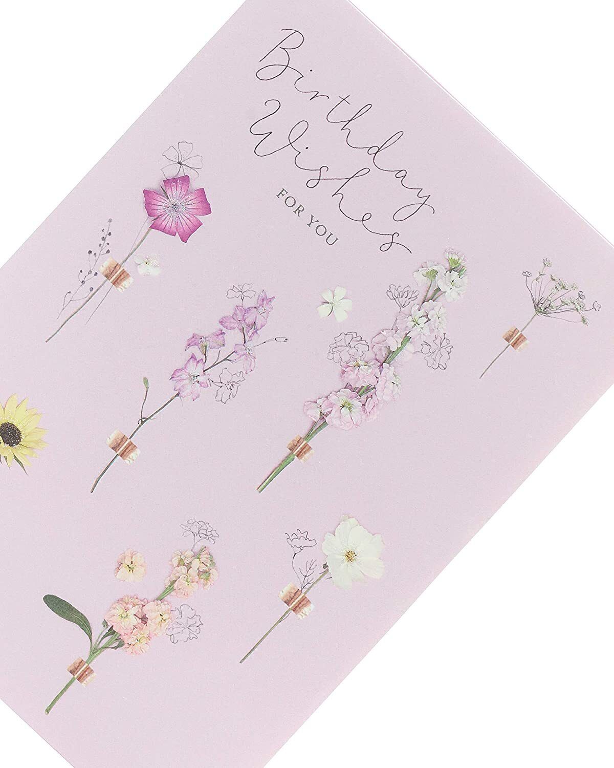 Cute floral birthday card for her and friend by UK Greetings featuring a meadow design and heartfelt birthday wishes.