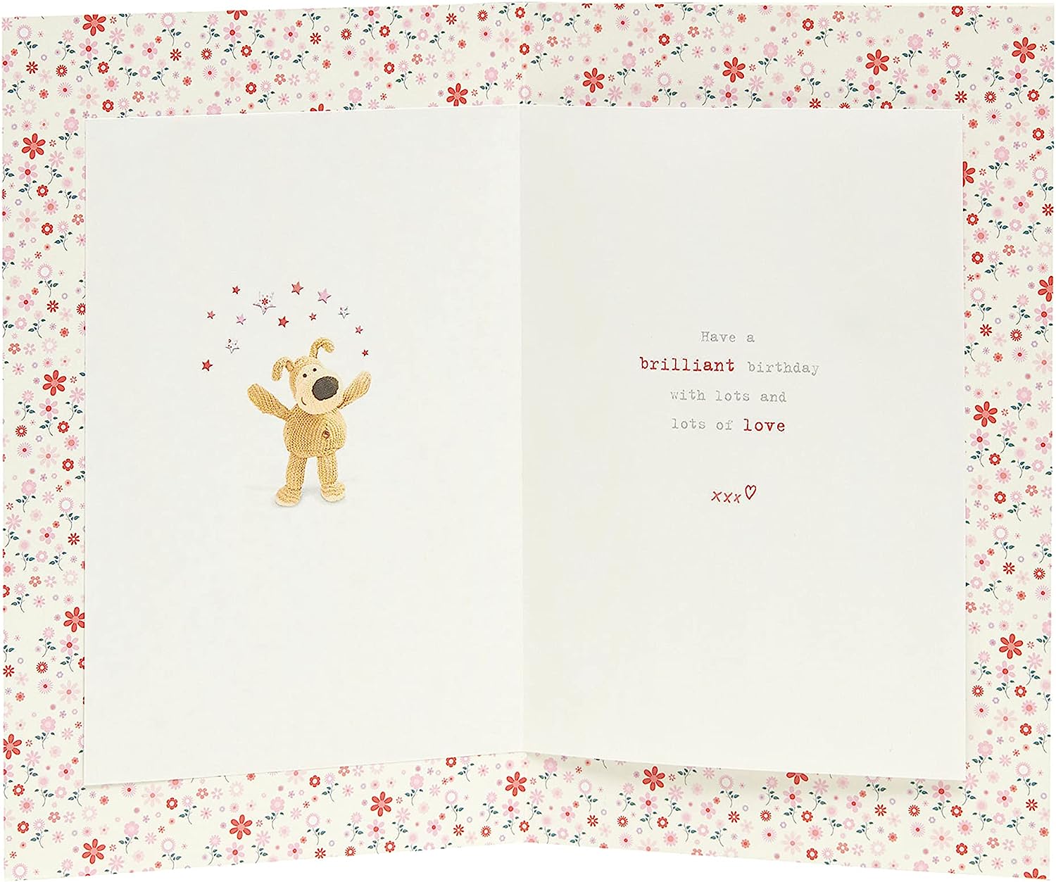 UK Greetings Boofle birthday greeting card for sister with envelope, featuring a cute design holding a big star.