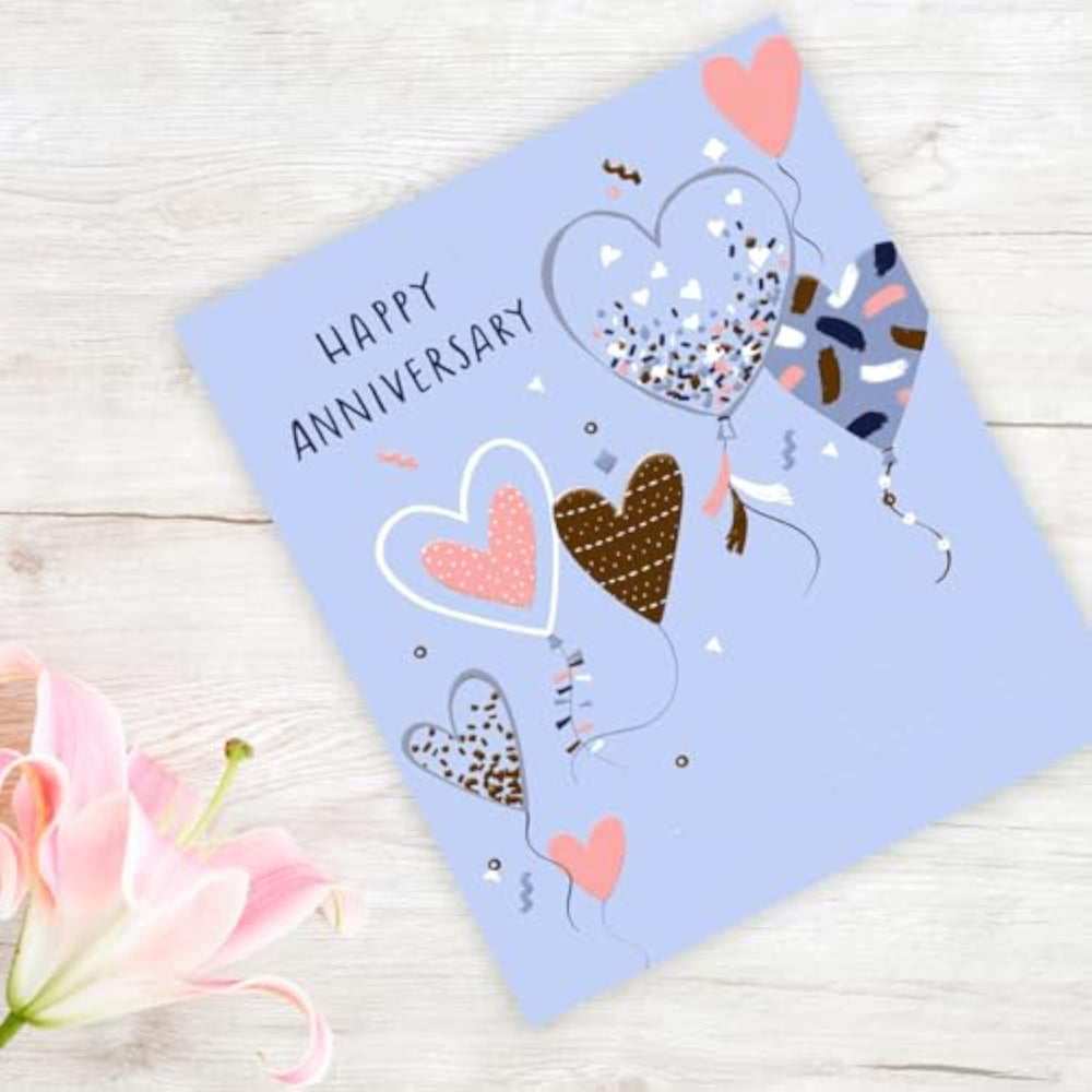 British Carlton Cards Braille Anniversary Greeting Card with "Happy Wedding Anniversary" message, 16cm x 18cm, designed for visually impaired.