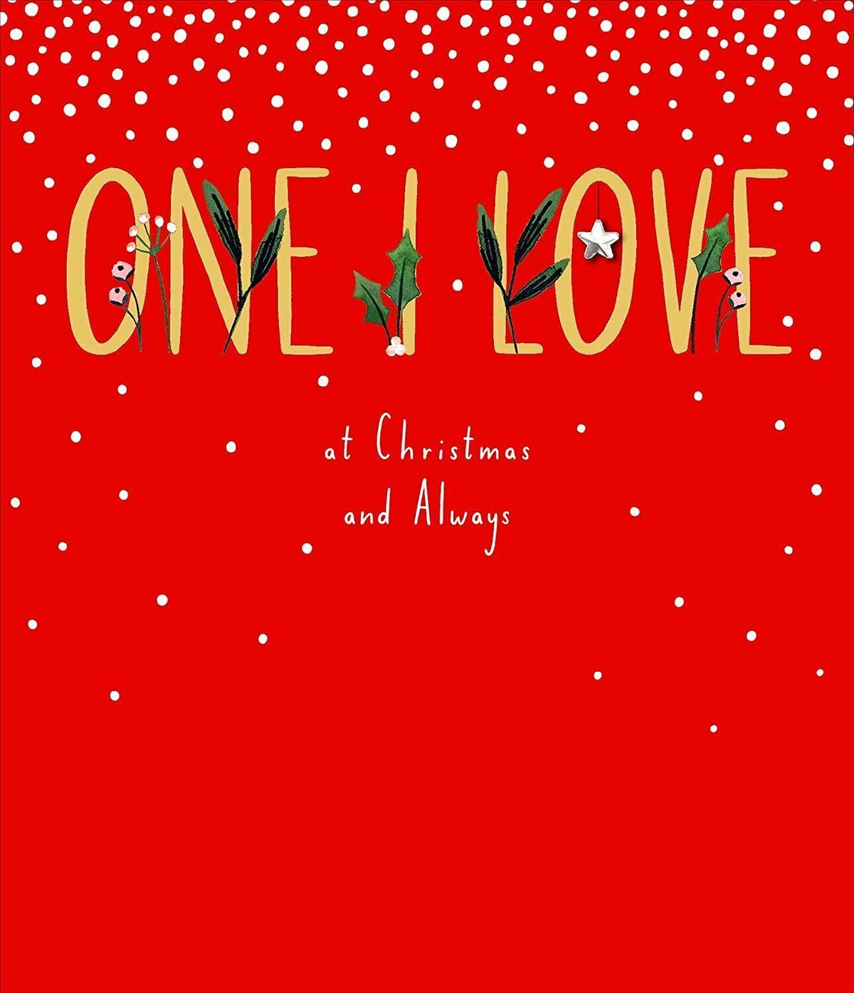 Carlton Cards One I Love at Christmas greeting card by UK Greetings featuring festive holiday design and Christmas message.