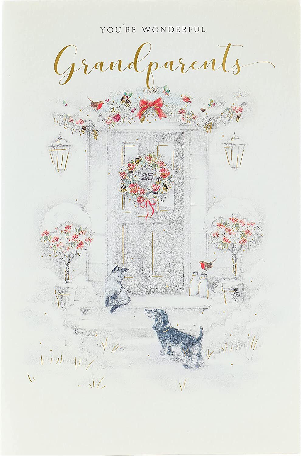 UK Greetings Christmas card for grandparents featuring festive design, perfect for celebrating wonderful grandparents during the holiday season.