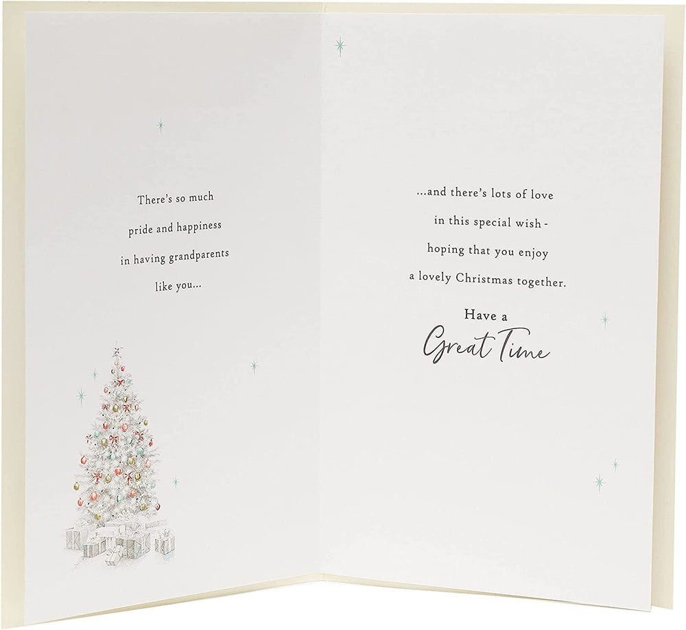 Christmas card for grandparents by UK Greetings, festive greeting card featuring holiday design for wonderful grandparents.
