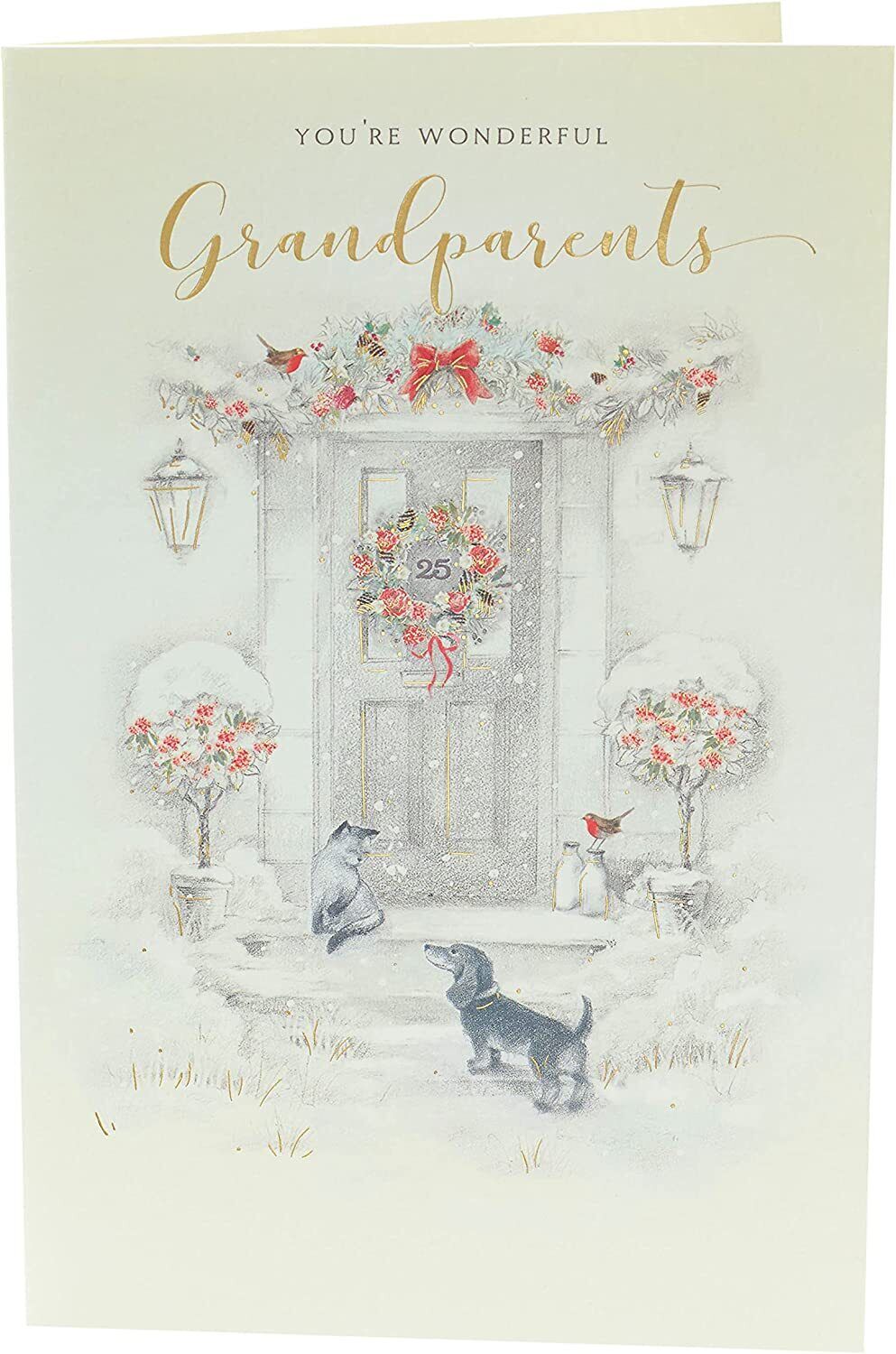 Christmas card for grandparents by UK Greetings, featuring festive holiday design for wonderful grandparents.
