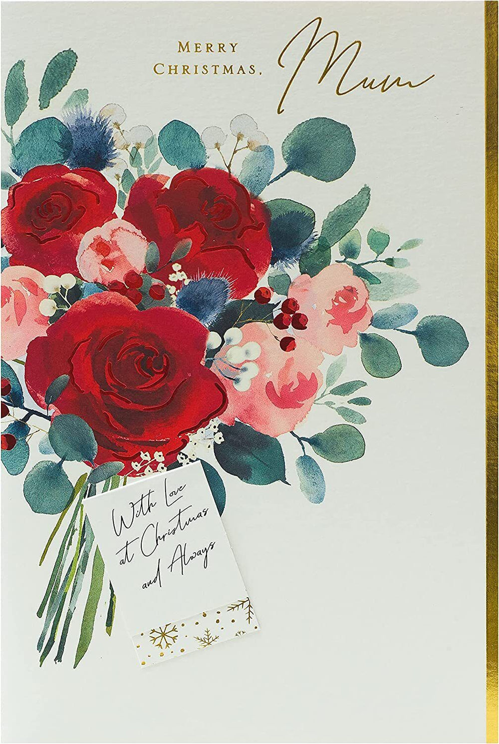 Christmas card for mum from UK Greetings, featuring festive design and heartfelt message for Mother’s Day or holiday season.