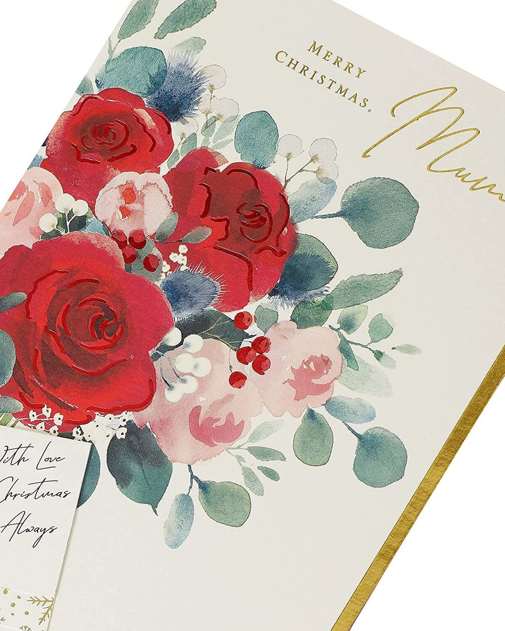 UK Greetings Christmas card for Mum, featuring festive design and heartfelt message, perfect for celebrating Mum this holiday season.