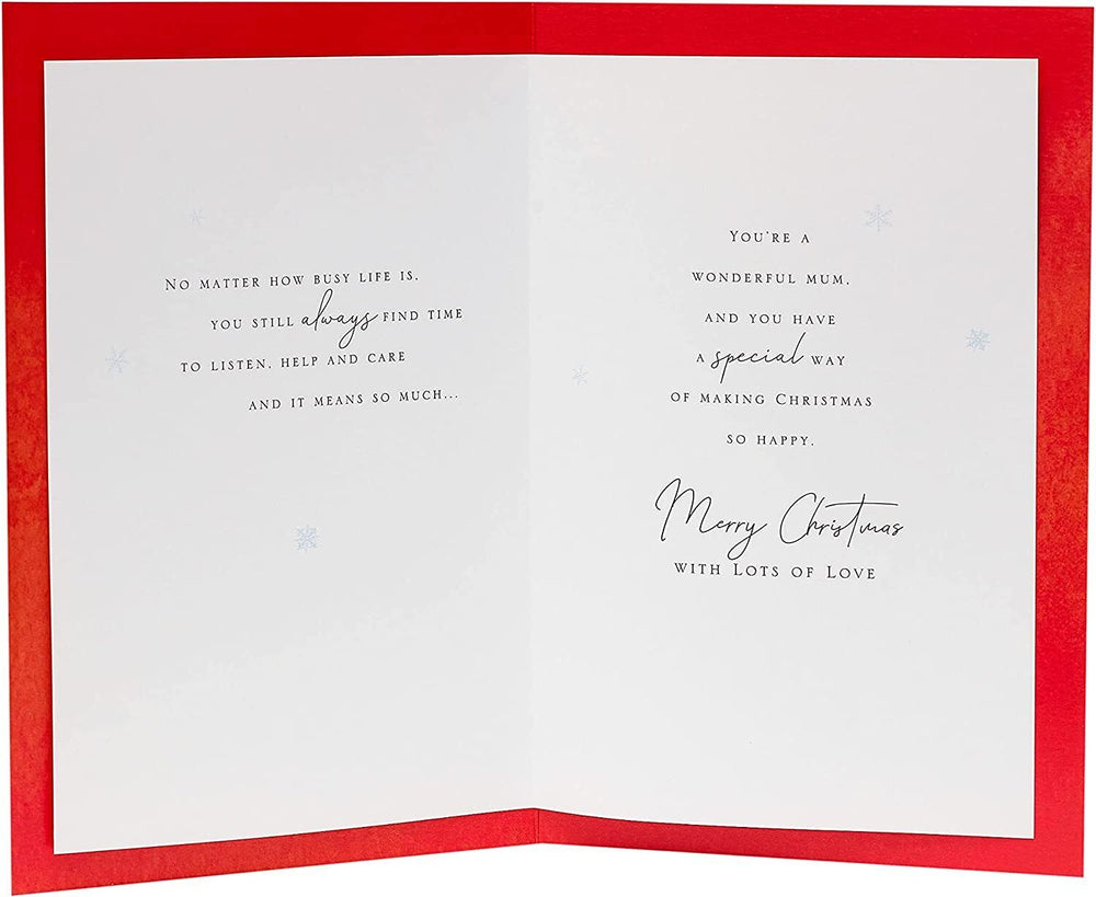 UK Greetings Christmas card for mum featuring festive design and love message, perfect for celebrating Mum this Christmas.