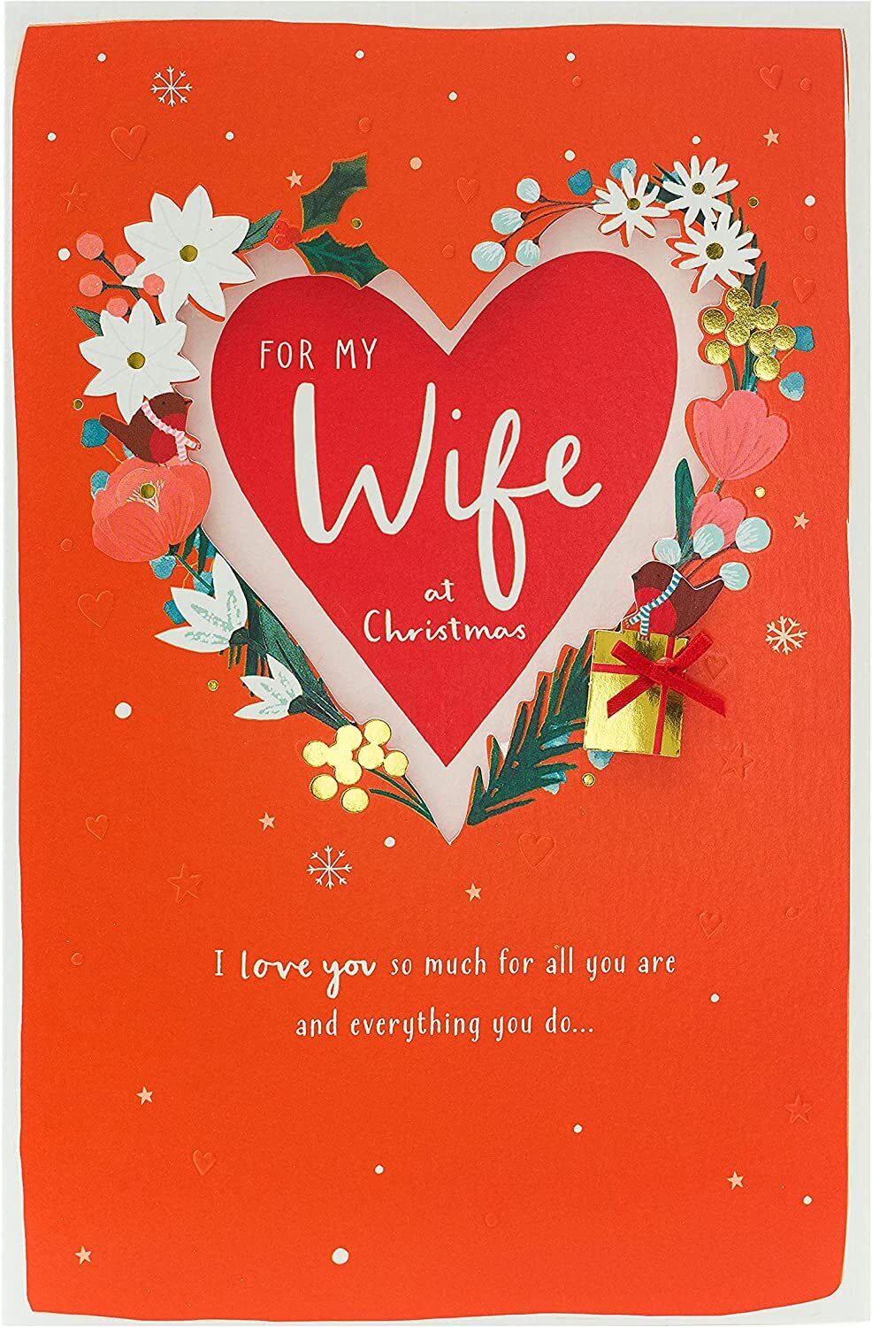 Christmas card for wife from UK Greetings, featuring festive design perfect for expressing love this holiday season.