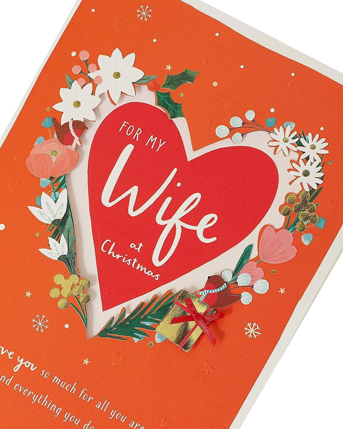UK Greetings Christmas card for wife, featuring festive design and heartfelt message, perfect for celebrating the holiday season with her.