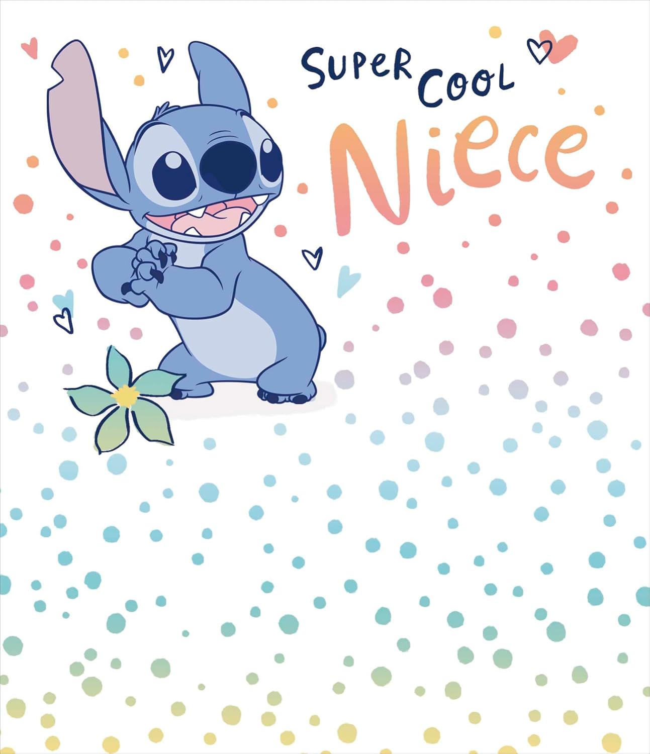 Disney Stitch birthday greeting card for niece, featuring a cute Stitch design, perfect for young girls' birthday celebrations.
