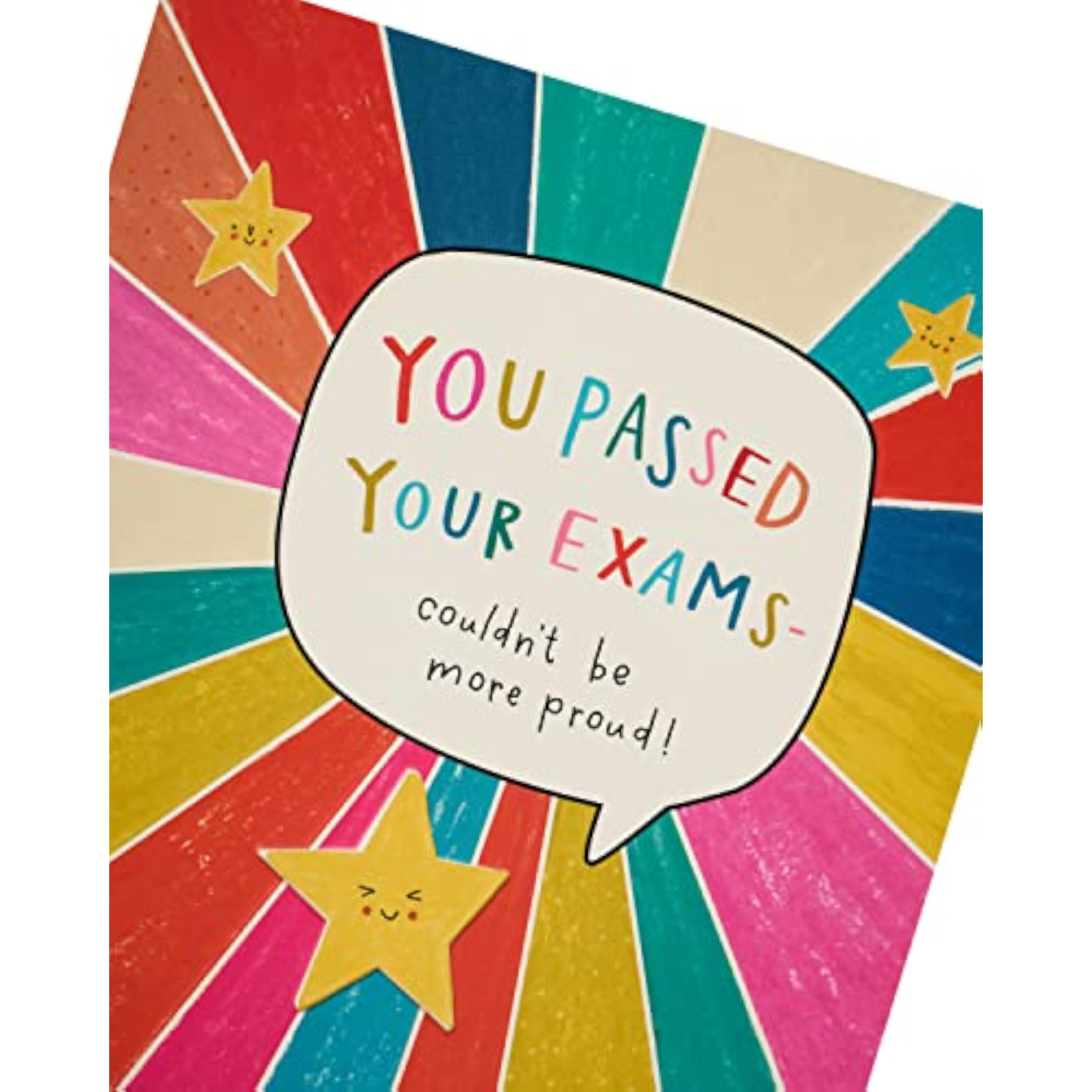 UK Greetings Exams Pass Congratulations Card, colorful greeting card celebrating exam success with cheerful design and congratulatory message.