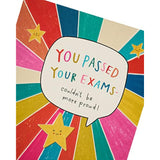 UK Greetings Exams Pass Congratulations Card, colorful greeting card celebrating exam success with cheerful design and congratulatory message.