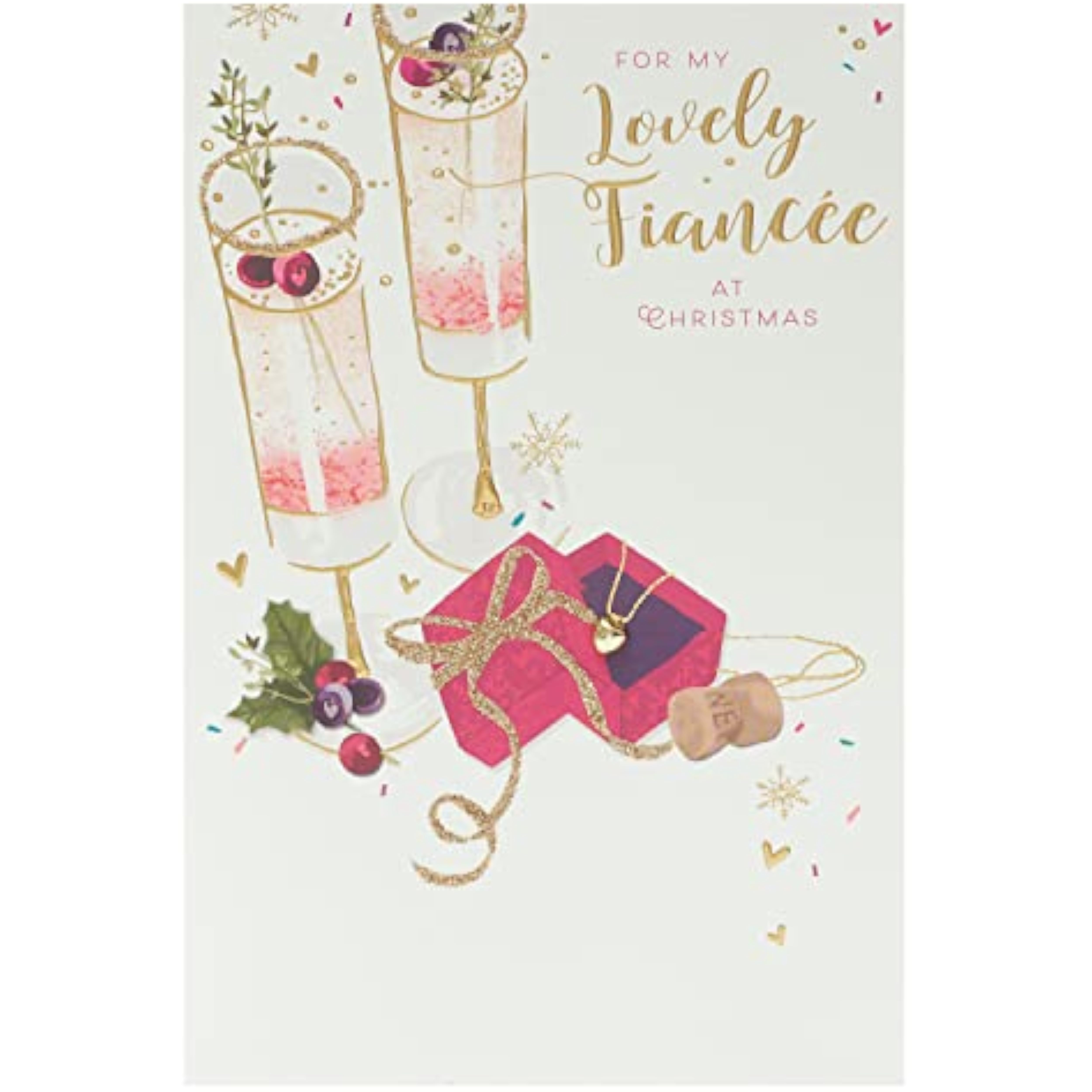 Fiancé E Christmas card for her from UK Greetings, featuring festive holiday design for a special fiancé.