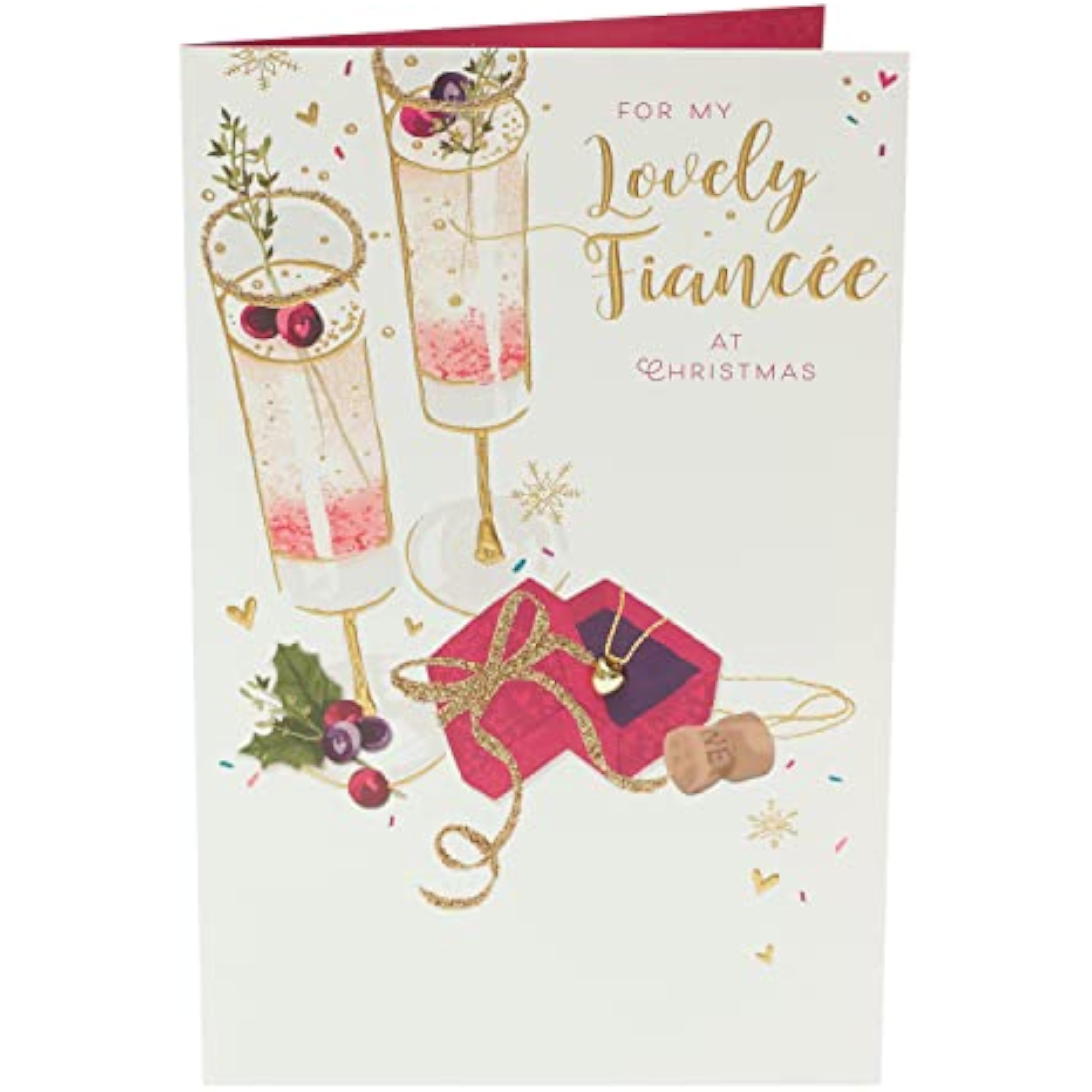 Fianc - E Christmas card for her from UK Greetings, featuring festive design suitable for celebrating with a fiancé.