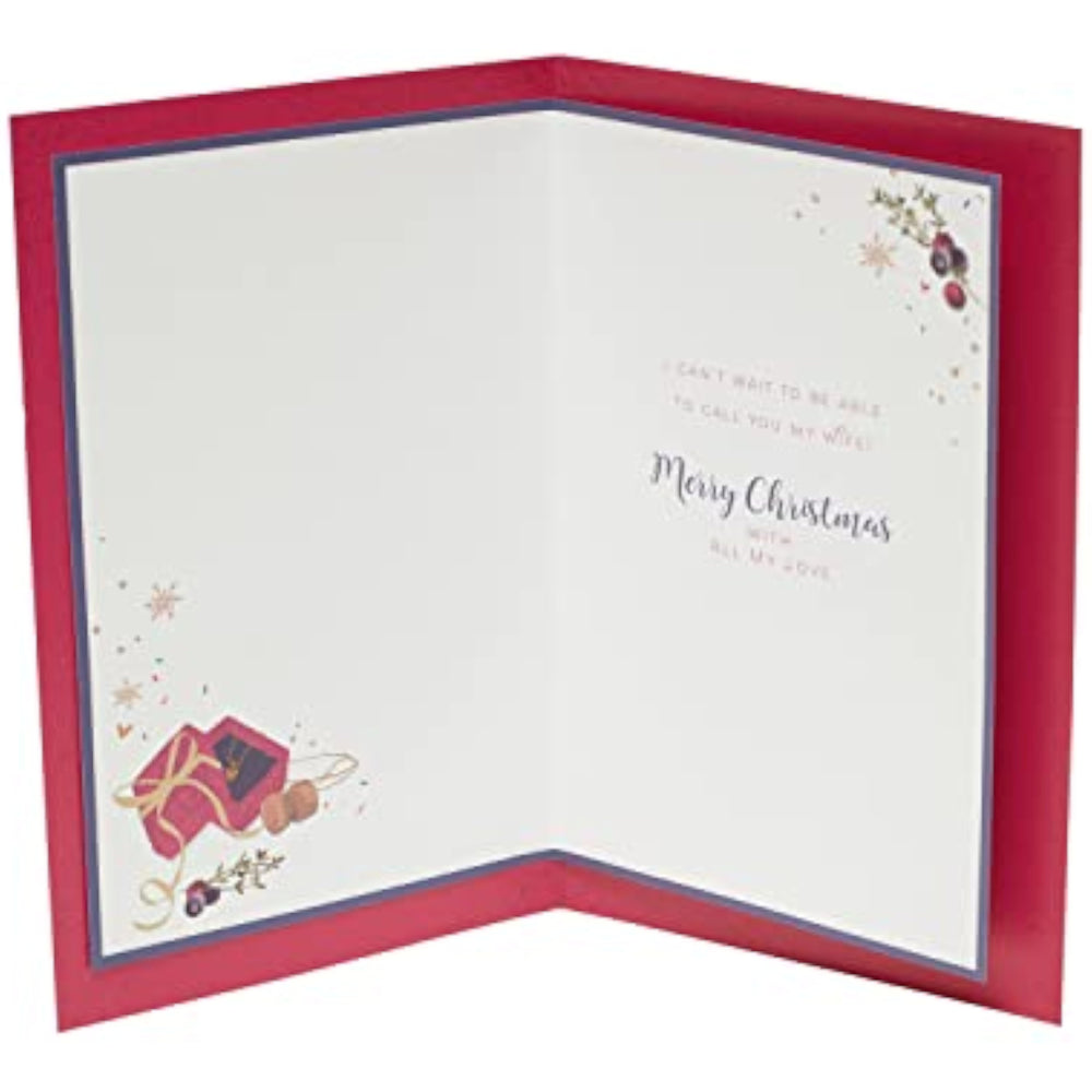 Fiancé E Christmas card for her from UK Greetings, featuring festive holiday design and heartfelt message for fiancés.