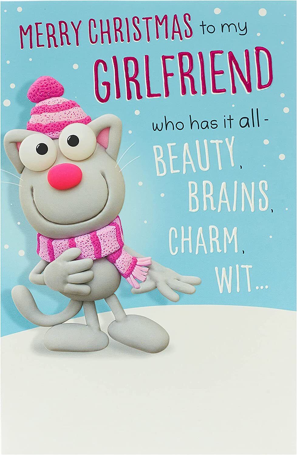 Funny Christmas card for girlfriend by UK Greetings, featuring humorous holiday design perfect for celebrating Christmas together.