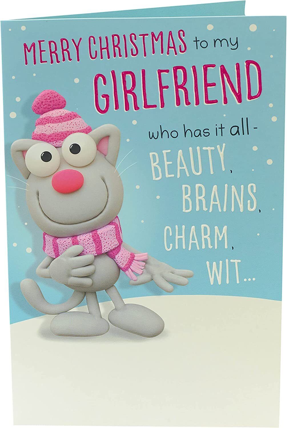 Funny Christmas card for girlfriend by UK Greetings, featuring humorous holiday message and festive design.