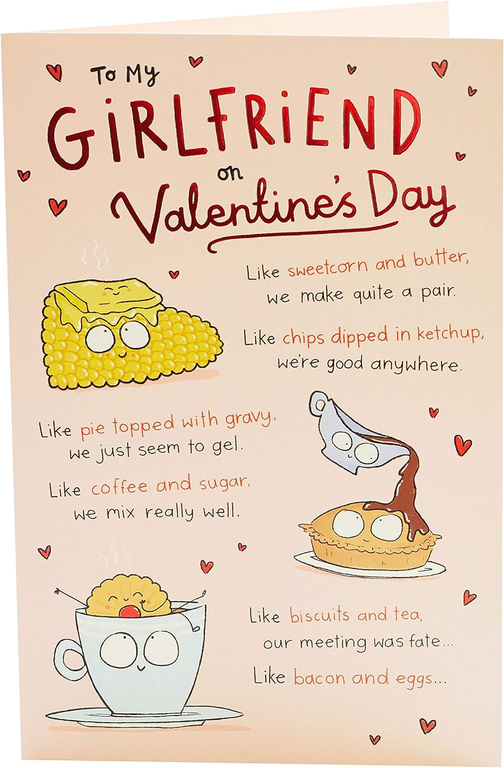 Cute cartoon Valentine's Day card for girlfriend, UK Greetings greeting card featuring romantic design and heartfelt message for her.