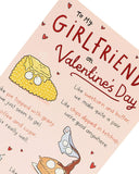 Cute cartoon Valentine's Day greeting card for girlfriend with love-themed illustrations, by UK Greetings.
