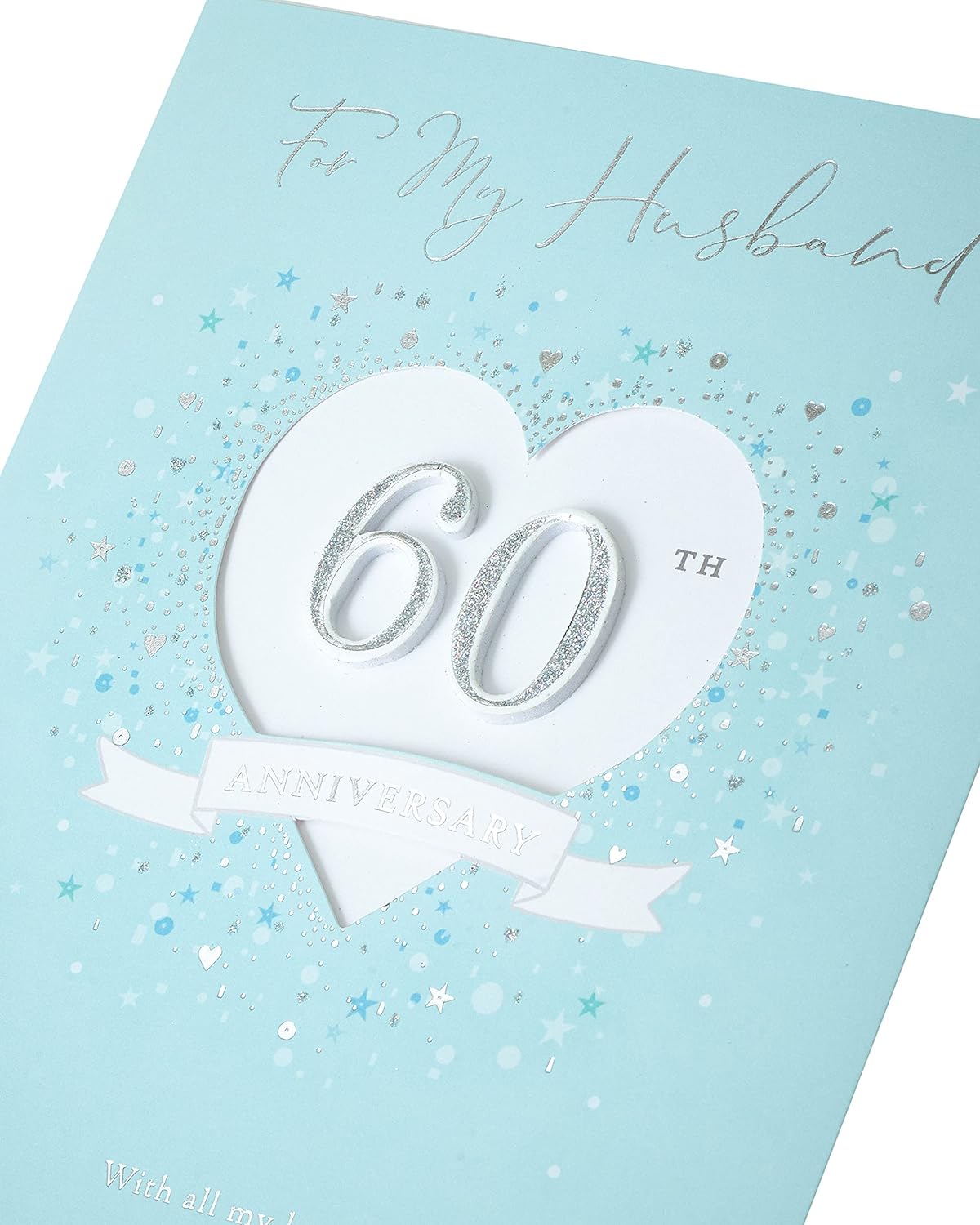 Husband 60th anniversary greeting card by UK Greetings featuring elegant diamond-themed design for husband's special milestone celebration.