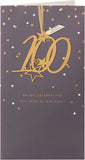 UK Greetings 100th Birthday greeting card with a detachable keepsake feature, designed for celebrating a milestone birthday.