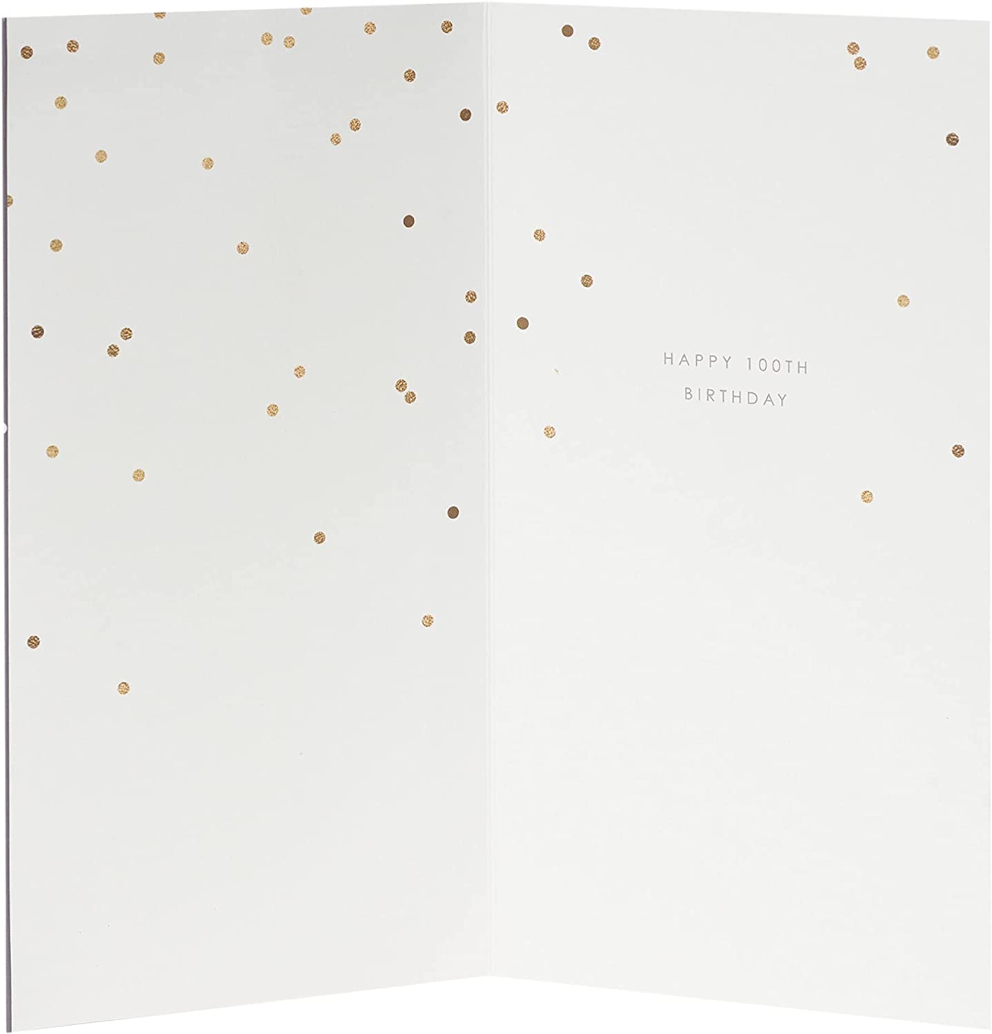 UK Greetings 100th Birthday greeting card with a colorful design and a detachable keepsake birthday card inside.