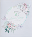 UK Greetings 30th wedding anniversary greeting card with a beautiful floral design for him, her, or a friend.