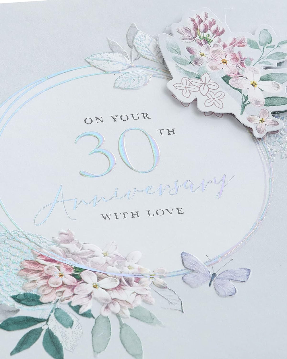 UK Greetings 30th wedding anniversary greeting card with a beautiful floral design, suitable for him, her, or a friend.