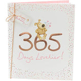 UK Greetings Boofle birthday card from the 365 Days Lovelier collection, featuring colorful cartoon character and festive design.