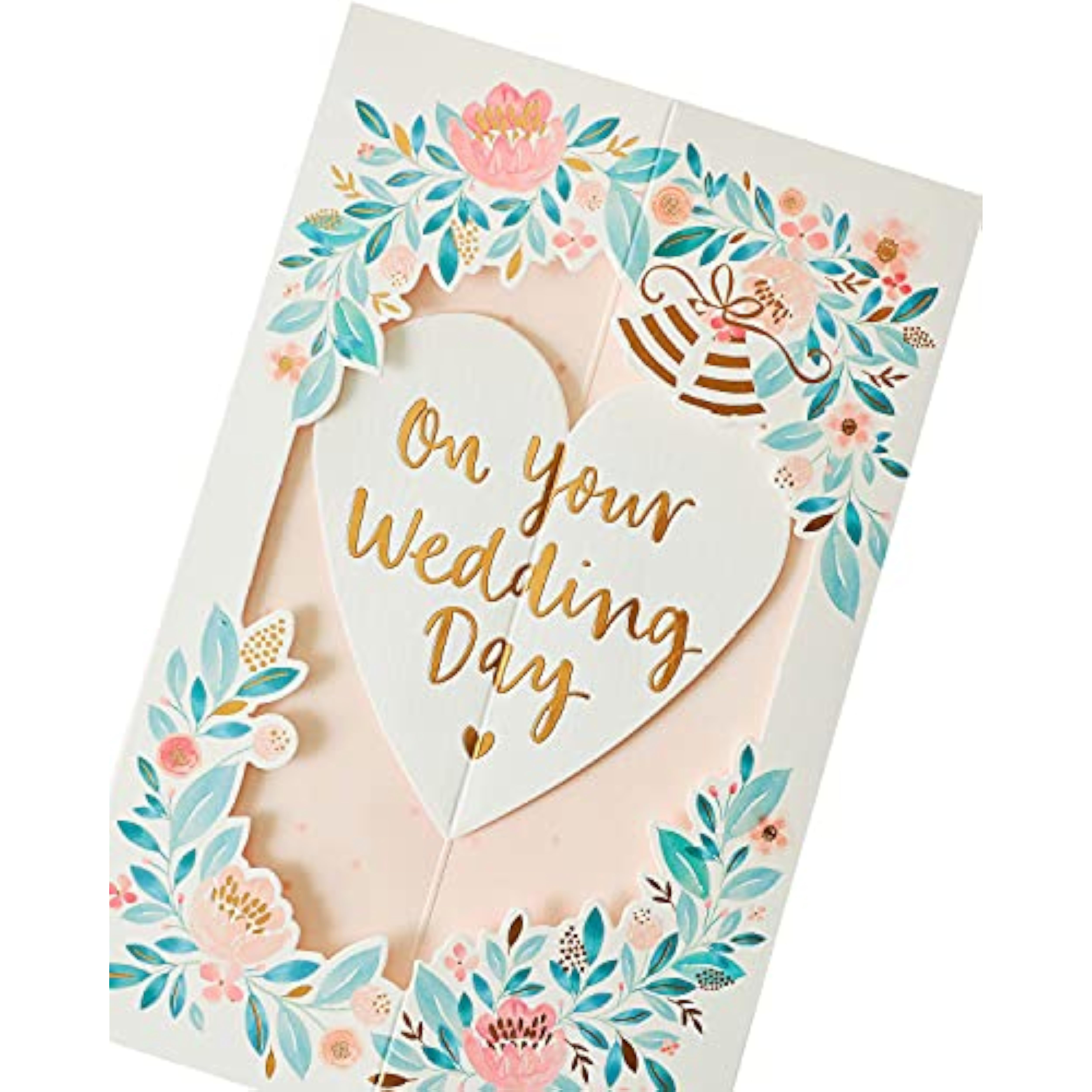 UK Greetings 3D pop-up floral wedding greeting card with intricate floral design and elegant wedding theme.