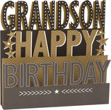 UK Greetings 3D pop-up grandson birthday card featuring vibrant, detailed design for special celebration occasions.