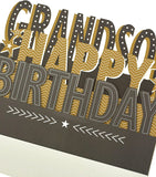UK Greetings 3D pop-up grandson birthday card with colorful design and cheerful imagery for celebrating a special occasion.