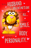 UK Greetings 3D pop-up lion husband Valentine card, featuring a detailed lion design and heartfelt greeting inside.